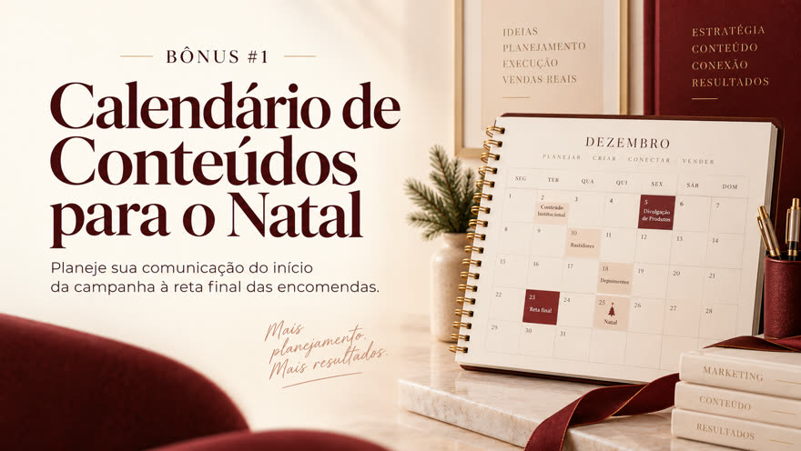 Mockup do Calendário de Conteúdos para o Natal no celular e no computador